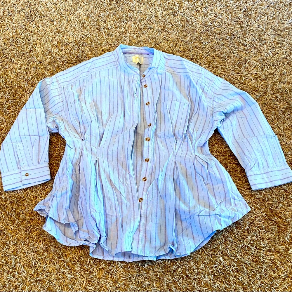 Peplum Blue-striped Blouse